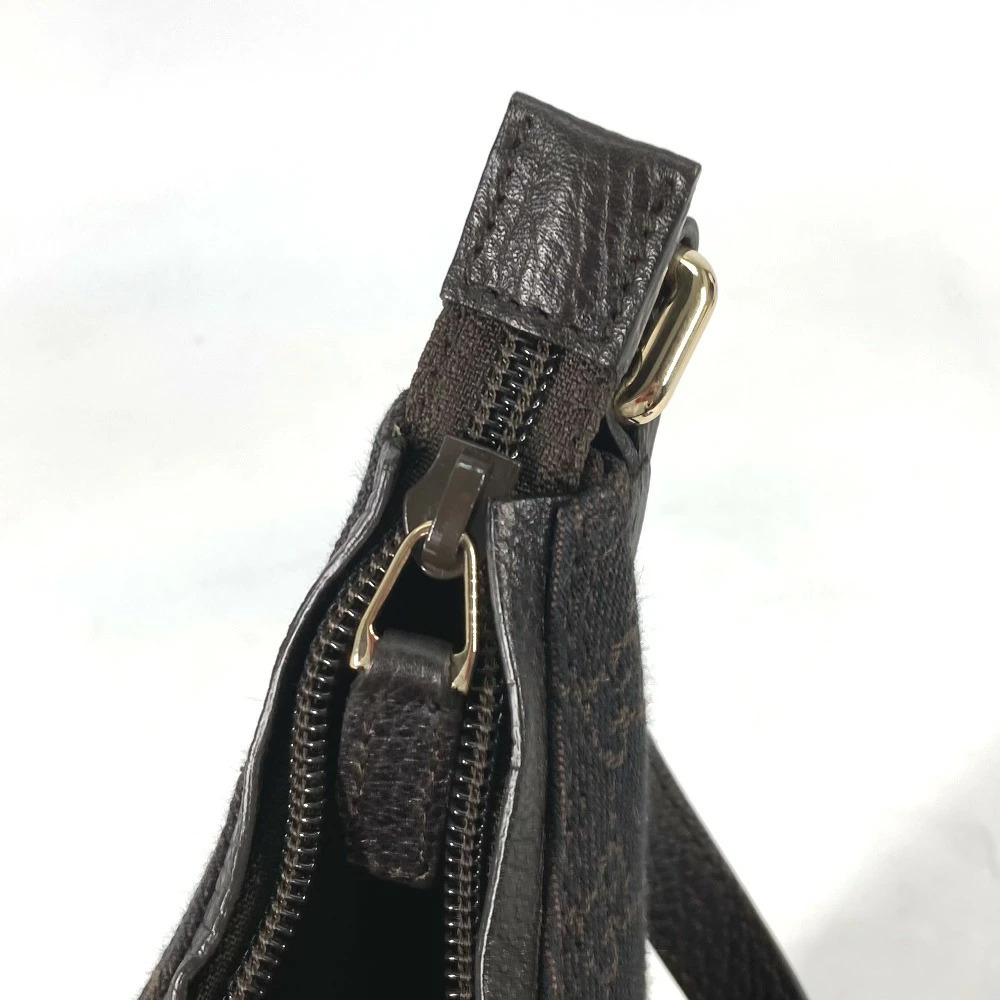 GUCCI GG One Shoulder Hobo Bag Shoulder Canvas Leather Brown - Picture 14 of 15